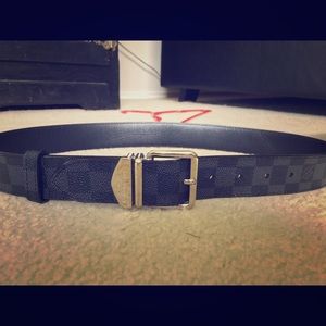 Louis Vuitton black damier print belt 28/30